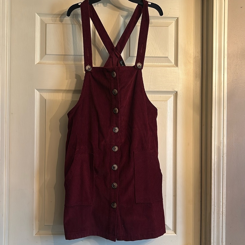 Maroon over all dress